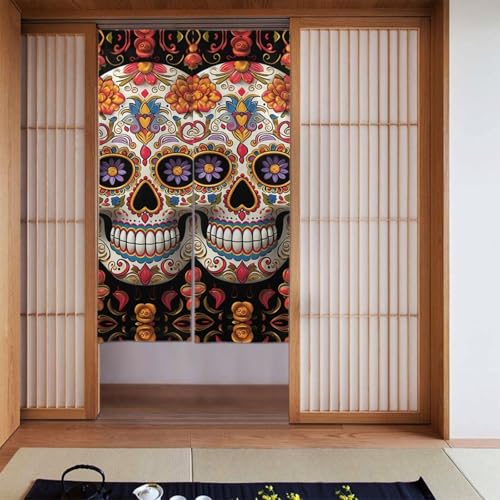 Rideau de porte occultant 86x142 cm isolant thermique crânes