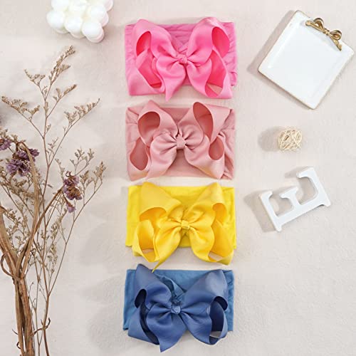 Ayesha Baby Headbands Baby Girl Hair Bows Headbands Soft Nylon Hairbands Hair Accessories For Newborn Toddlers Baby Girls Infant(9Pack) (Bright Color) #TOP5