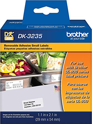 Image of Brother Printer Die Cut Removable Adhesive Small Labels (DK3235), White