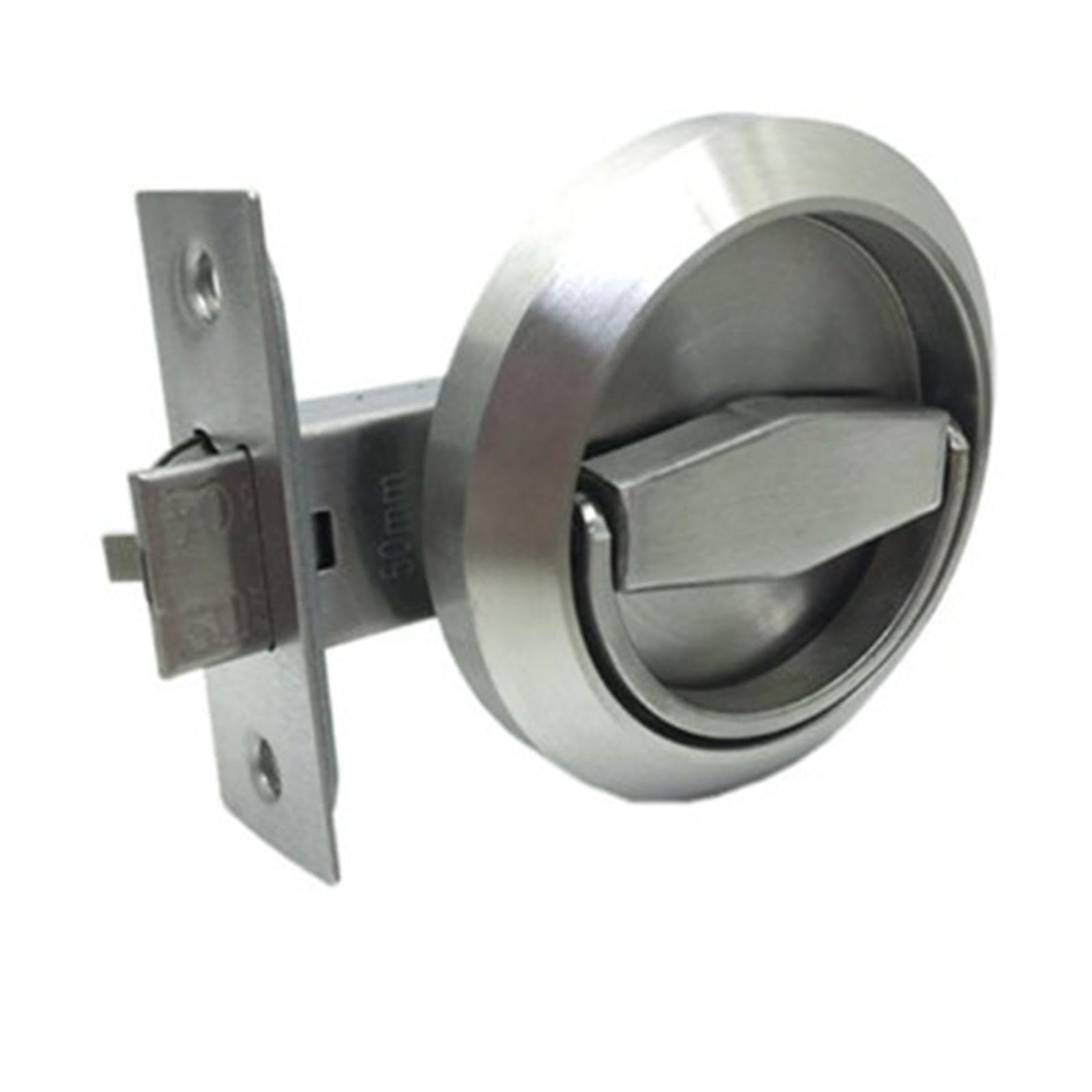 POXZSFX Elegant Round Knobs Rings Pulls Lock Stainless Steel Ensures High End Taste While Offering Sturdy Outdoor Lock Accessories for Needs Furniture, Silver, Double Sided