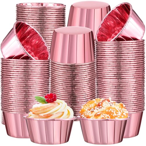 Image of 300 Pack Rose Pink Cupcake Liners Bulk Disposable Foil Muffin Cup