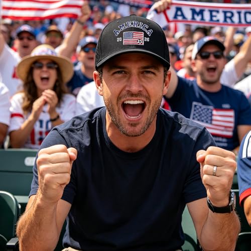 Image of Adjustable State Flag Trucker Hat Mesh Baseball Cap with Embroidered Patch for Men Women