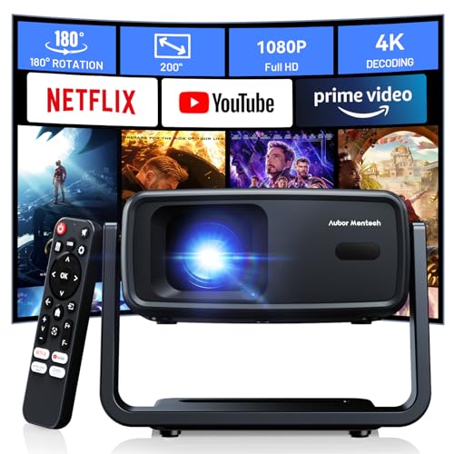 [2000 ANSI / 180&deg; Rotatable / Built-in APPs] 4k Projector with WiFi and Bluetooth, Outdoor...