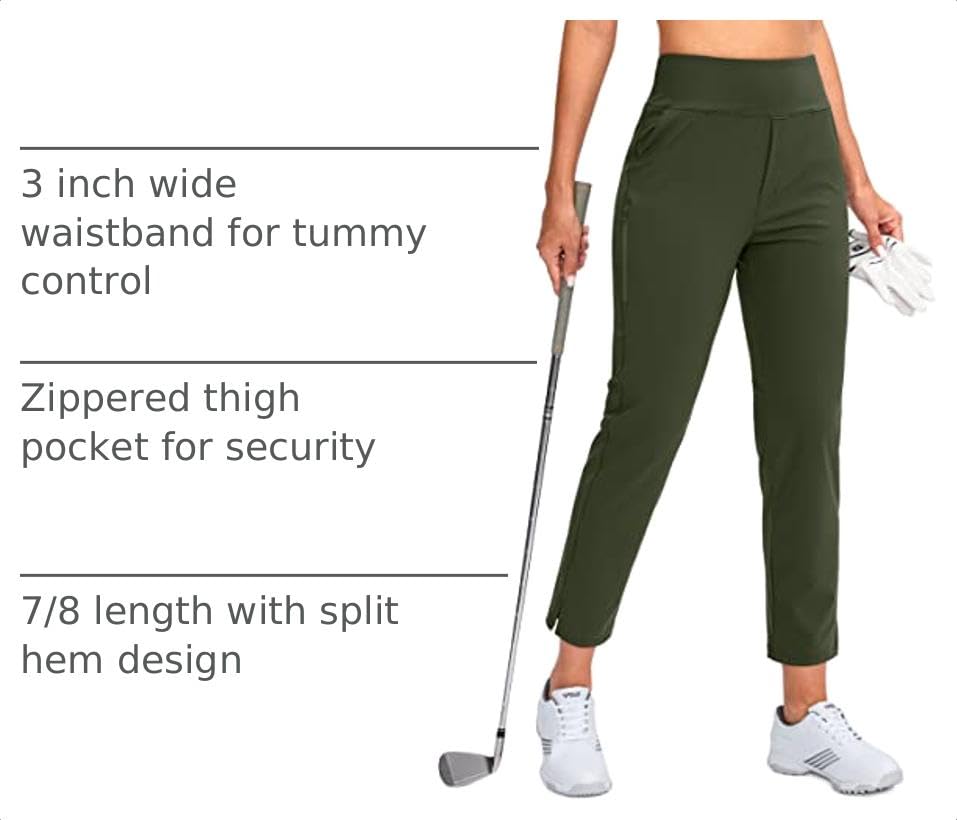 Image of YYV Women's Golf Pants High Waist Stretch Ankle Pants with Pockets