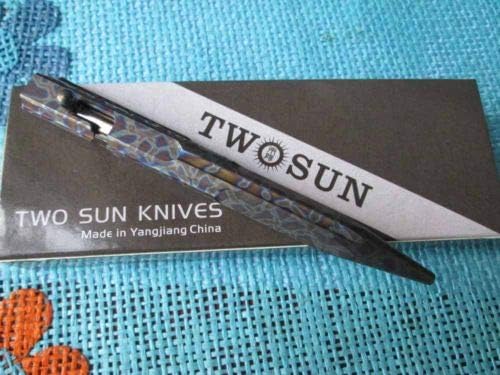 Miniatura 2 de Twosun EDC CNC TC4 aleación de titanio táctico giratorio Stonewash pluma TS-PEN02-Fire