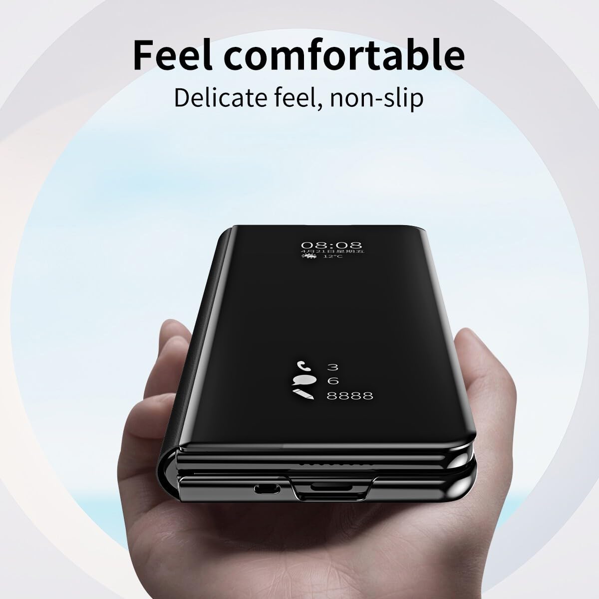 Generic Funda compatible con Samsung Galaxy Z Fold 4 (color: dorado) con espejo magnético y tapa trasera rígida