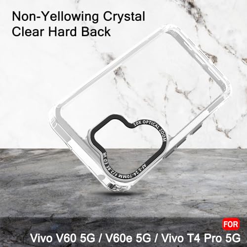 Image of TheGiftKart Hybrid Shockproof Back Cover Case for Vivo V60 5G / V60e 5G / Vivo T4 Pro 5G | Stylish Camera Border | Plated Buttons | Crystal Clear Hard Back Cover Case (TPU & PC, Transparent Bumper)