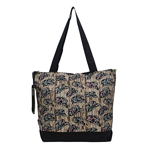 Image of NGIL Medium Top Zipper Closure Canvas Tote Bag with Attached Matching Coin Purse For Moms and Nurses