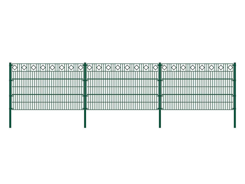 Home Deluxe - Ogrodzenie z podwójnym prętem, zielone, dekoracja w romby, stal ocynkowana ogniowo, trwała powłoka proszkowa, płot ogrodowy, płot (wysokość 80 cm, długość 10 m)