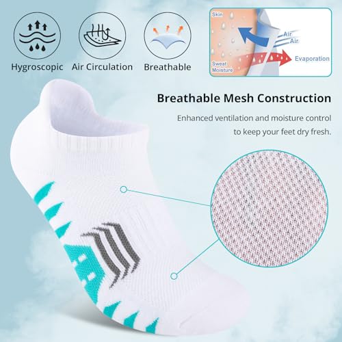 COOPLUS Ankle Socks Womens Athletic Cushioned Anti-Blister Running Cotton Low Cut Socks 6 Pairs4