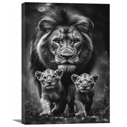 Poster mural sur toile lion moderne cadre noir 41 déco salle de bains