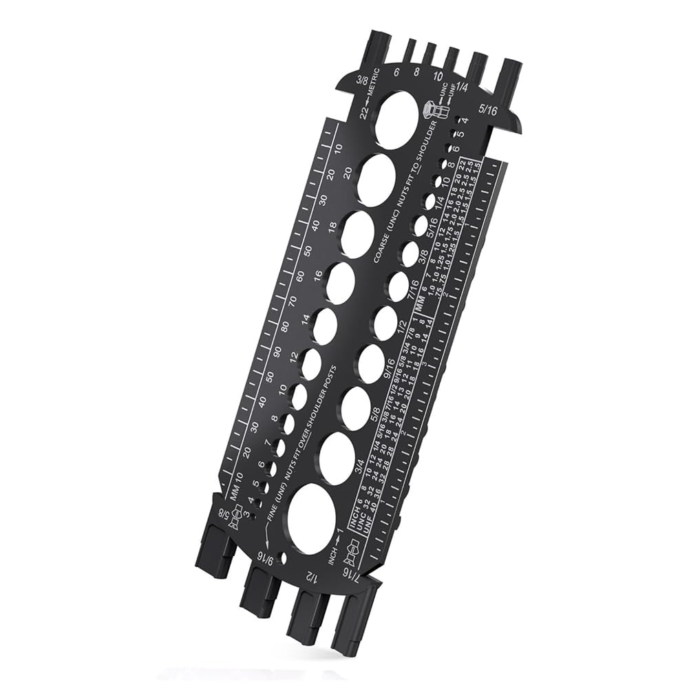 Ctrlzs Black Bolt Gauge (Metric And Sae),Bolt Sizer For Quickly Sizing Nuts And Bolts, Plastic Bolt Measuring Tool,Thread Gauge