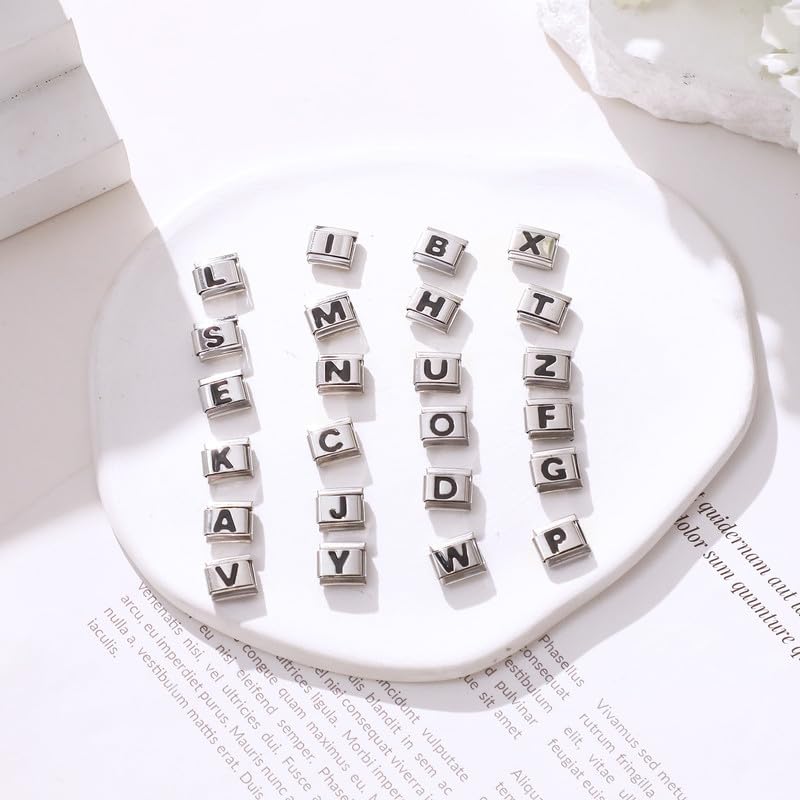 Heflashor Italian Bracelet Letter Charm, Custom 9mm Gold Silver Alphabet A-Z Charms, Jewelry Gift Bracelets Stainless Steel Initials Links for Women Men4