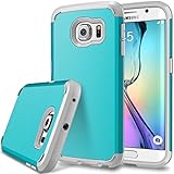 Galaxy S6 Edge case, S6 Edge case, E LV (Shock Proof Defender) Slim Case Cover - Ultimate Protection for Samsung Galaxy S6 Edge - [Turquoise/Grey]