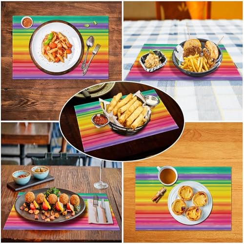 Sets de table en PVC multicolores pour repas de fête et terrasse - 6