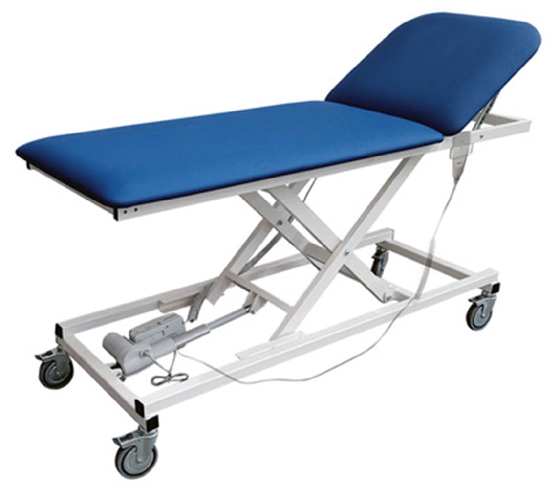 Medizinische Liege, elektrische medizinische Untersuchungsliege mit Rädern, Kreuzfahrterhöhung, Platte 62 cm, Blau, hergestellt in Italien