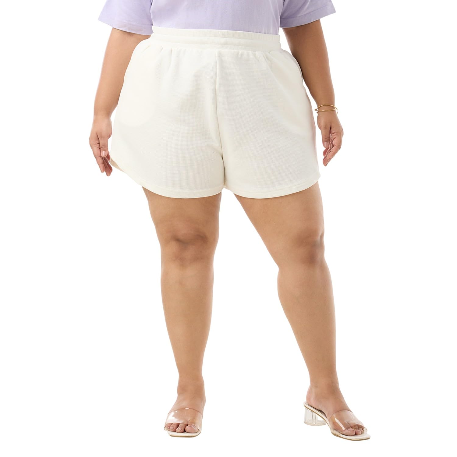 vaishvik Women Plus Size Hot Pant with Pockets - Ivory-picture-25