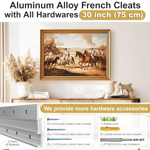 Image of Heavy Mirror Mounting Hardware Z Clips 30 inch French Cleat Aluminum Alloy Mirror Hanger Picture Frame Hanging Kit Heavy Duty Z Brackets for Wall Mounting Max Load 200 Lbs, 2 Pairs