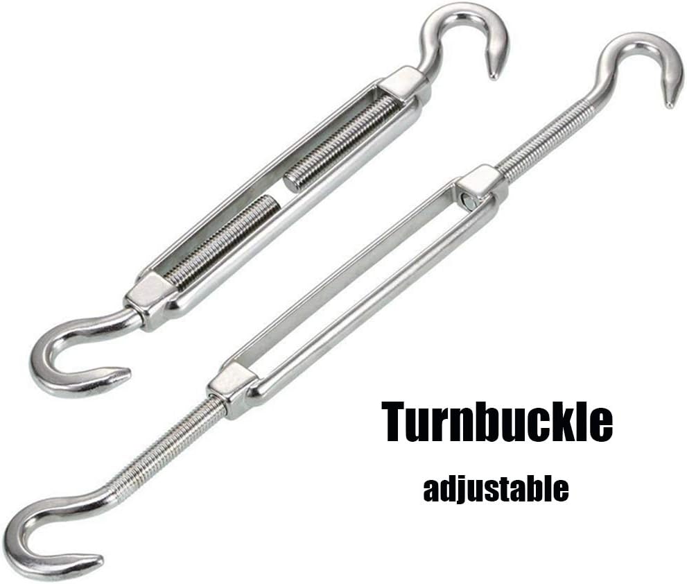 Shade Sail Hardware Set, Awning Attachment Set, Anti-Rust Stainless Fixing Accessories for Triangle Square and Rectangle Shade Sail Installation, Eye Plate, Tumbuckle, Carabiner, Screws, 44 Pcs,8mm (