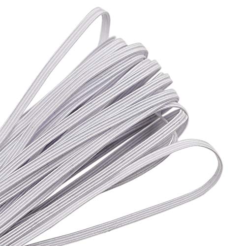 PUTUO Bande de Cordon Élastique Blanc Bande Élastique Extensible Cordon Élastique Plat Élastique Ruban pour Couture, 3mm, 9 Mètres