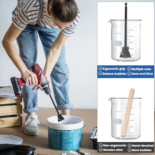 8 Stk Epoxidharz Rührer, Epoxidharz Farbrührer Mischpaddel,Rührstab Bohrmaschine Akkuschrauber für 1/4 Bohrer,Farbmischer für Silikonmischen Malen Keramikglasur Epoxidharz Zubehör + Reinigungstuch