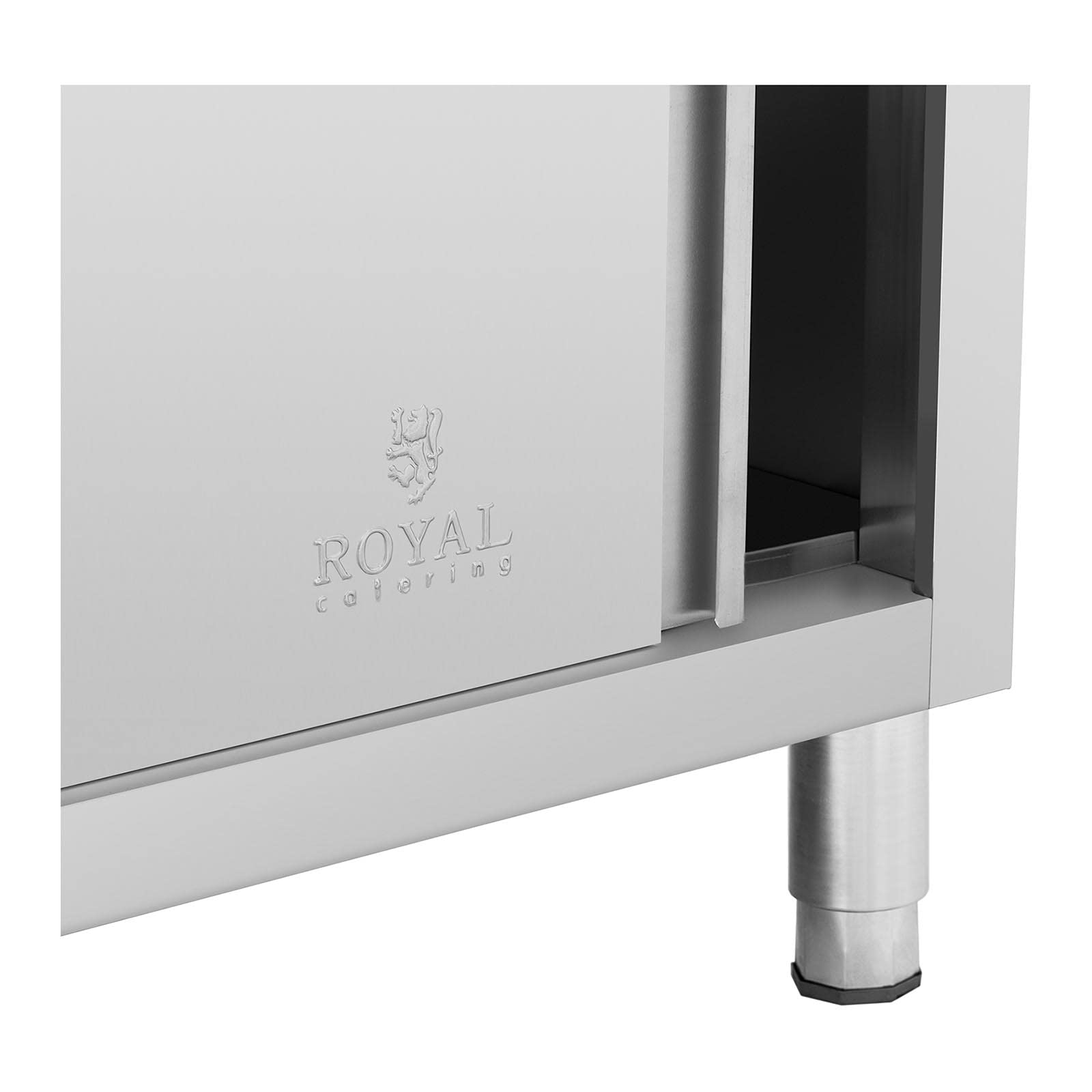 Royal Catering Mueble Neutro en Acero Inoxidable Armario RCSSCB-200X60-S (Capacidad: 600 kg, Superficie de trabajo: 200 x 60 cm, 2 puertas correderas)