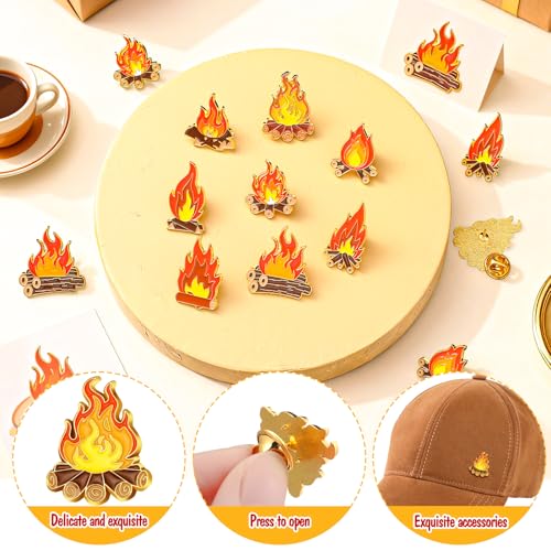 Image of Landical Campfire Enamel Label Pins Camping Themed Brooches Camping Badge for Nature Lovers Unique Outdoor Adventure Pin for Hikers & Campers