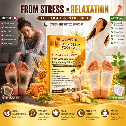 Image of Foot Patches - Stress Relief Detox Patch with Ginger, Lymphatic Drainage And Toxin Cleansing Pads - Deep Sleep Support Foot Pads for Men And Women (10 Patches - Pack Of 1)