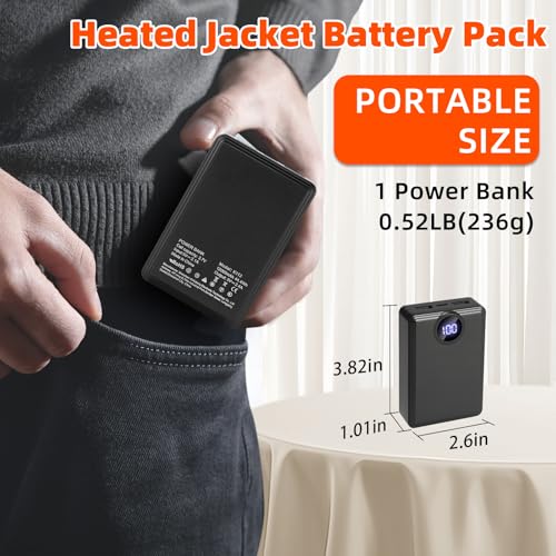 Image of 2 PACK 12000mAh Heated Vest Battery Pack, USB Power Bank Portable Dual Output Ports (not for 7.4V or 12V)with LED Display for Heating Jacket Hoodies Pants Heated Chair and Smart Device