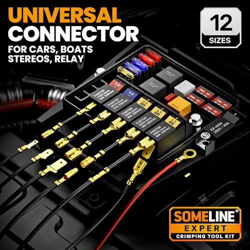 SOMELINE Open Terminal Connector Crimping Tool Kit, with 12 Sizes Wire Terminals, Male Female Disconnect Terminals, 24-14 AWG Crimper, Ratcheting Wire Crimper, Crimping Pliers, Wire Crimp Tool
