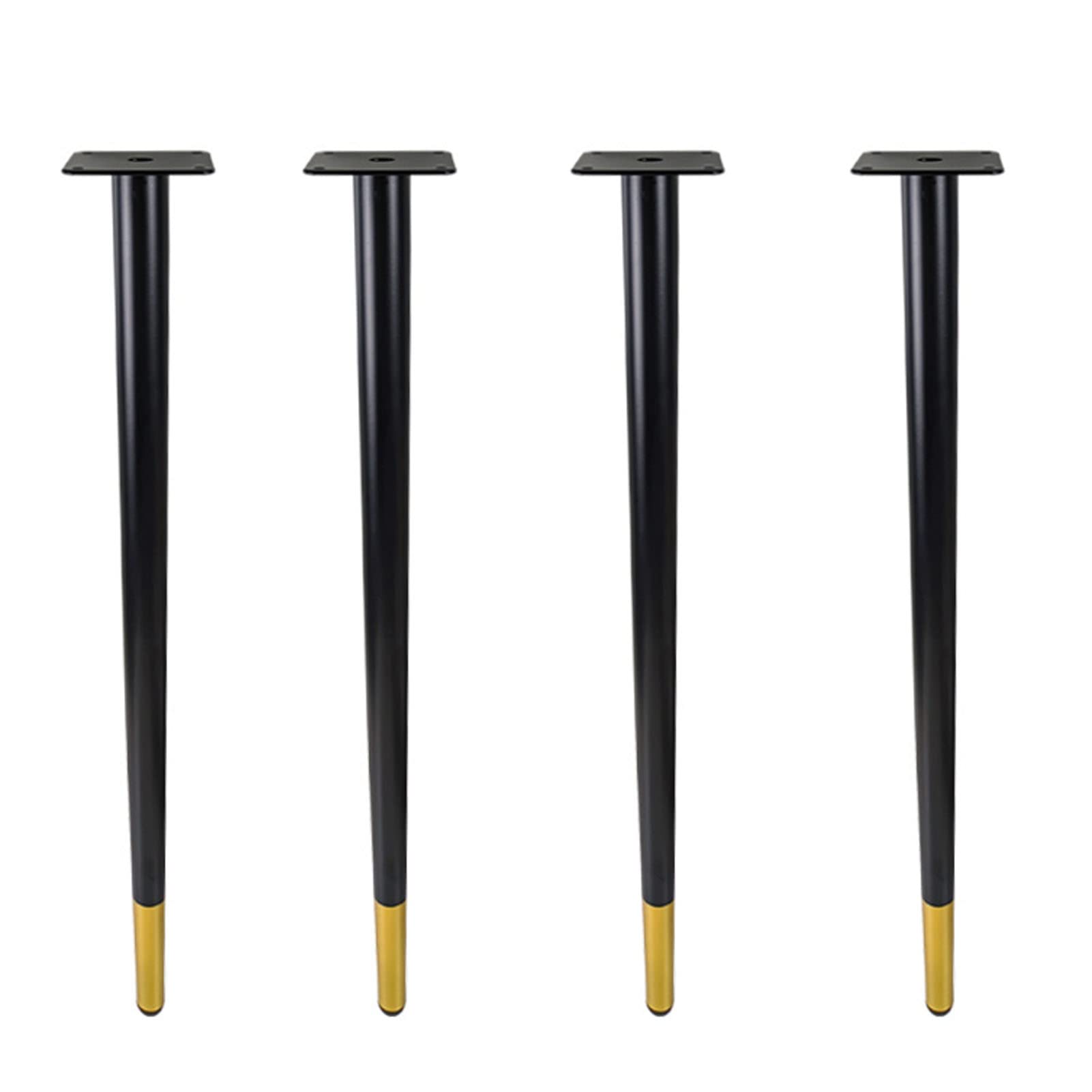 Fengshouu Black+Gold Metal Furniture Legs,Modern Iron Sofa Feet 4Pcs,Home Diy Projects Furniture Table Replacement Leg For Tv Stand,Chair,Ottoman,Dresser,Coffee Table,Straight Tapered,With Screws (40Cm/15.7In,)