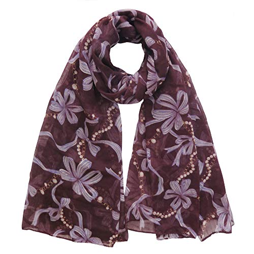 Lina & Lily Ribbon Print Women's Scarf Lightweight