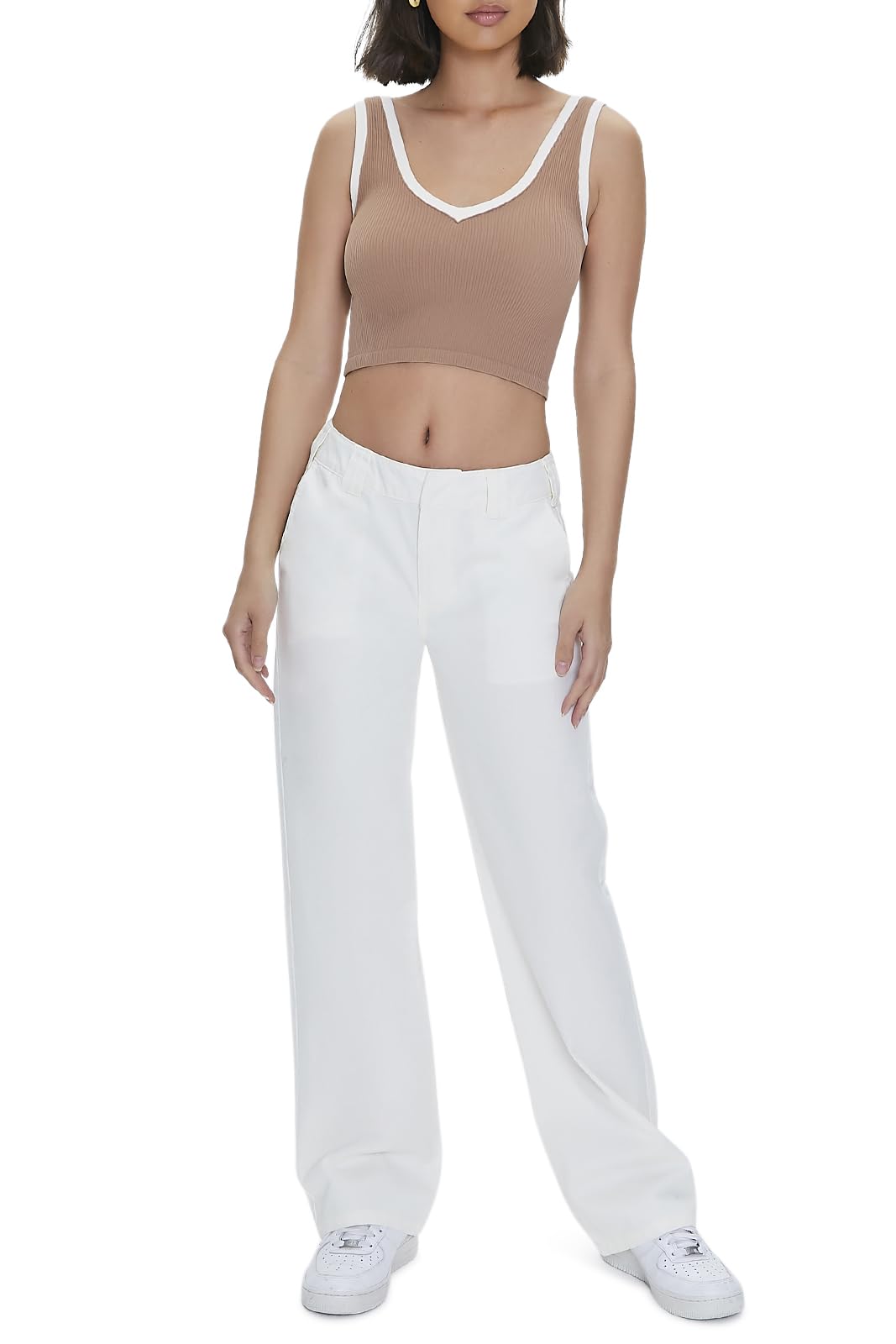 Forever 21 Womens Straight-Leg Twill Pants