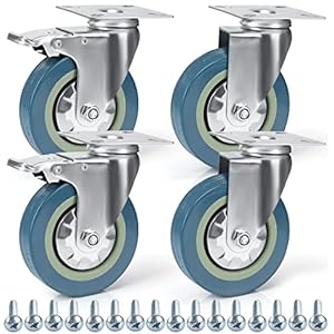 Kurtzy Zware Kwaliteit Zwenkwielen (4 Pak) – 100 mm Zwenkwielen met Rubberen Banden, Schroeven, Klem Remmen en Metalen…