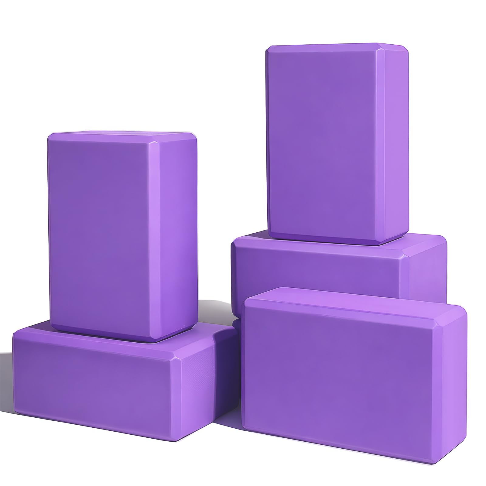 6 Pack Yoga Blocks Set 9x6x4 Inch, High Density EVA Foam Bricks Bulk Non-Slip Lightweight Purple Yoga Props, Bloc de Yoga for for Pilates, Meditation & Stretching