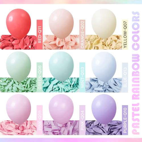 Image of PartyWoo Pastel Balloons 101pcs 12 Inch Pastel Rainbow Latex Balloons for Baby Shower Gender Reveal Engagement Bachelorette Easter Bridal Shower Anniversary Retirement Birthday Party Decorations
