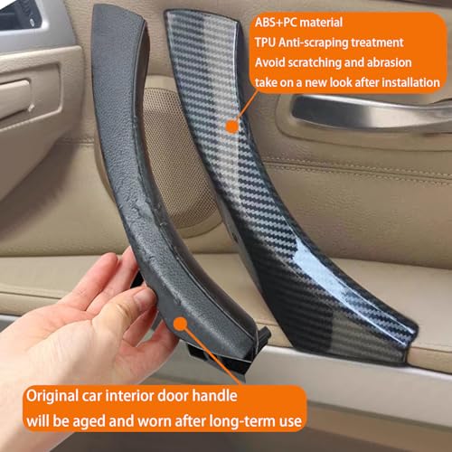 CHUANGHUI Car Door Handle Compatible with BMW 3 Series E90 E91 2006-2012 Interior Door Pull Handles Replace Cover Assembly for 323i 325i 328i 330i 335i (Carbon Fiber Color) by CHUANGHUI - Image 3