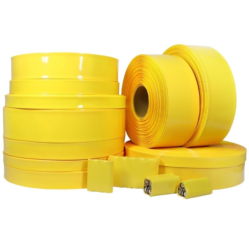 Tubos termorretráctiles, Tubo termorretráctil de PVC 18650, Ancho 29,5 mm ~ 200 mm, 10 m, Color Amarillo(200mm)