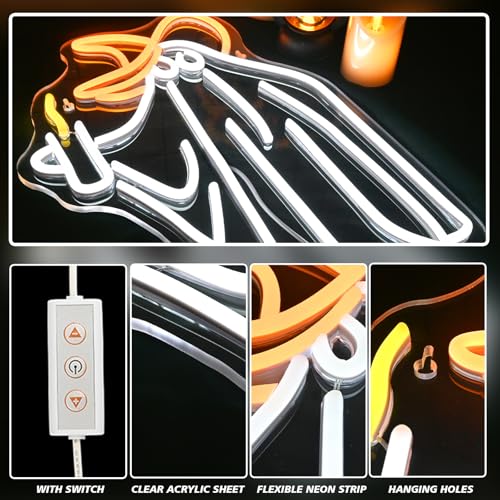 Image of Ghost Neon Sign Wall Decor, Ghost Neon Light Bedroom Wall Decor Suitable for Kids Game Room Man Cave Birthday Halloween Decoration Gift