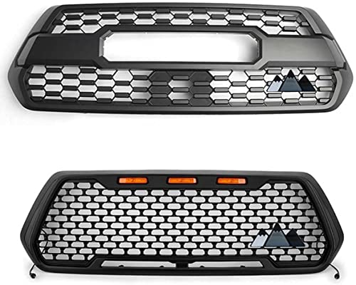 Image of Tri-Color Grille Snow Mountain Shape Emblem Decoration Car Truck Badge Accessories Suitable for Tacoma 4Runner Tundra Sequoia Rav4 Highlander (White Light Gray Black)