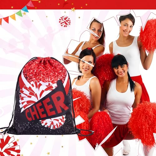 Image of SATINIOR 20 Pcs Cheer Bags Bulk Cheer Drawstring Backpacks Cheerleader Bags Cheerleading Gift for Cheerleaders(Hot Red)