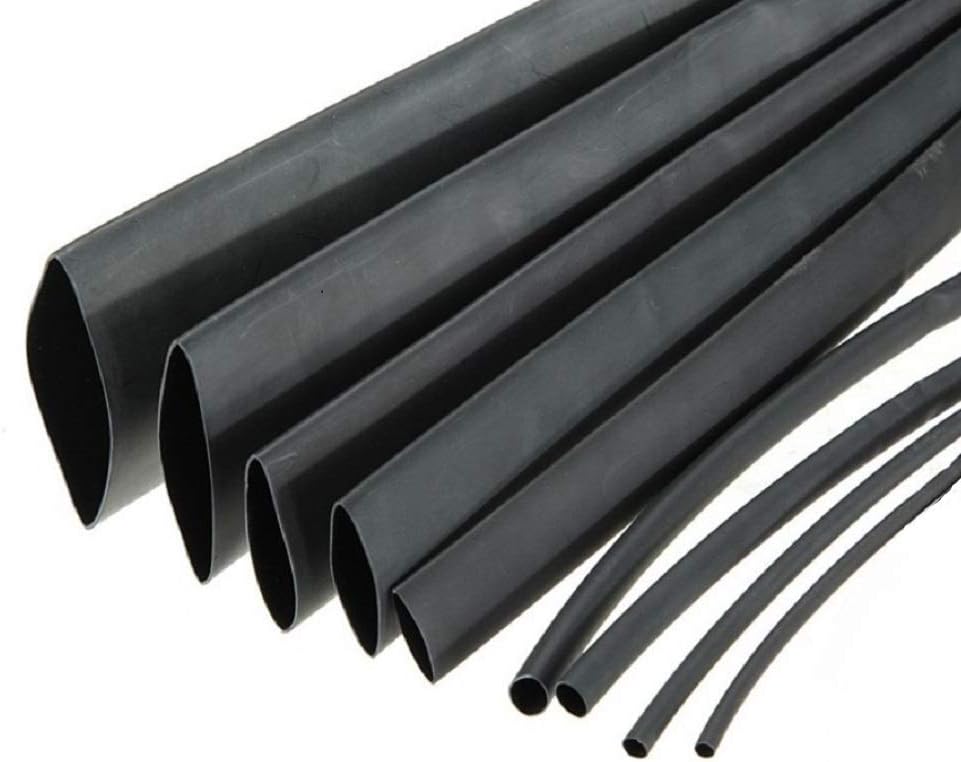 ART IFACT 10 Meters Heat Shrink Tubes: 1 Meter each 1mm, 1.5mm, 2mm, 3mm, 4mm, 4.5mm, 5mm, 6mm, 8mm and 10mm Polyolefin 2:1 Sleeve for Wrap - (Black)