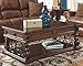 Signature Design by Ashley Alymere Traditional Lift Top Coffee Table, Hand-Finished with 2 Storage Drawers and Fixed Floor Shelf, Dark Brown