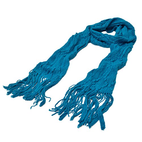 Soft Knit Diamond Pattern Solid Color Warm Fringe Scarf - Diff Colors Available2