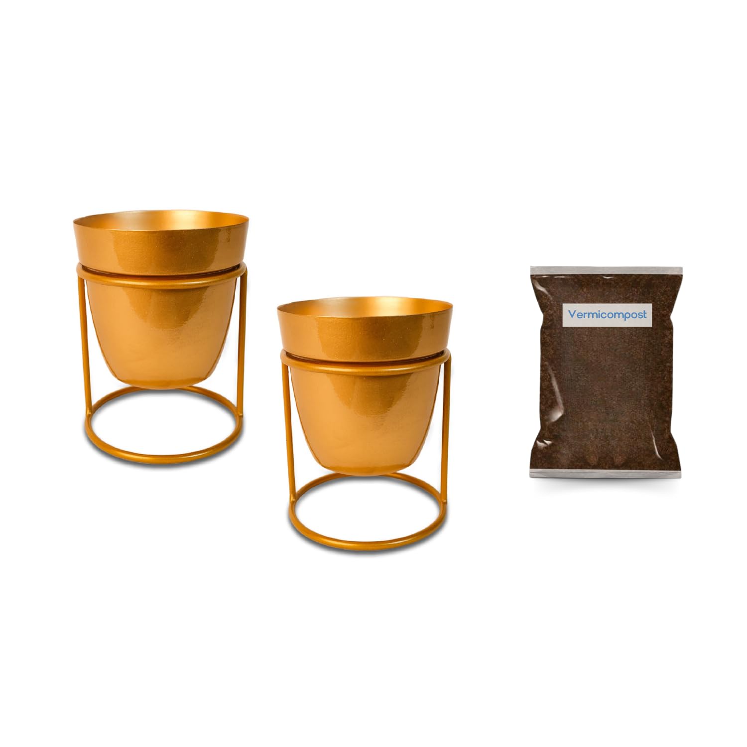 Peng Essentials REVA* Home Décor Vase with Stand I Flower Pot - Indoor Planter I Desktop - Home Décor Centepiece I Living Room Décor I 5 I Metal Gold I Gold Set of 2 (B0CKW4B3B6) Amazon Price History, Amazon Price Tracker