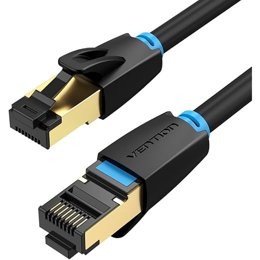 Cabo Vention Rede Rj45 Cat8 40gbps 2000mhz 0,5m 50cm (CINQUENTA CENTIMETROS) Ethernet, Alta velocidade, com conector RJ45 banhado a ouro, cabo LAN profissional,roteador modem e jogos de console…