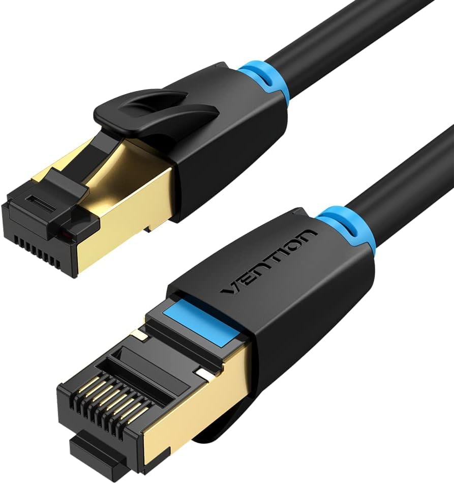 Cabo Vention Rede Rj45 Cat8 40gbps 2000mhz 10m 10 (DEZ) METROS Ethernet, Alta velocidade, com conector RJ45 banhado a ouro, cabo LAN profissional compatível roteador modem e jogos de console