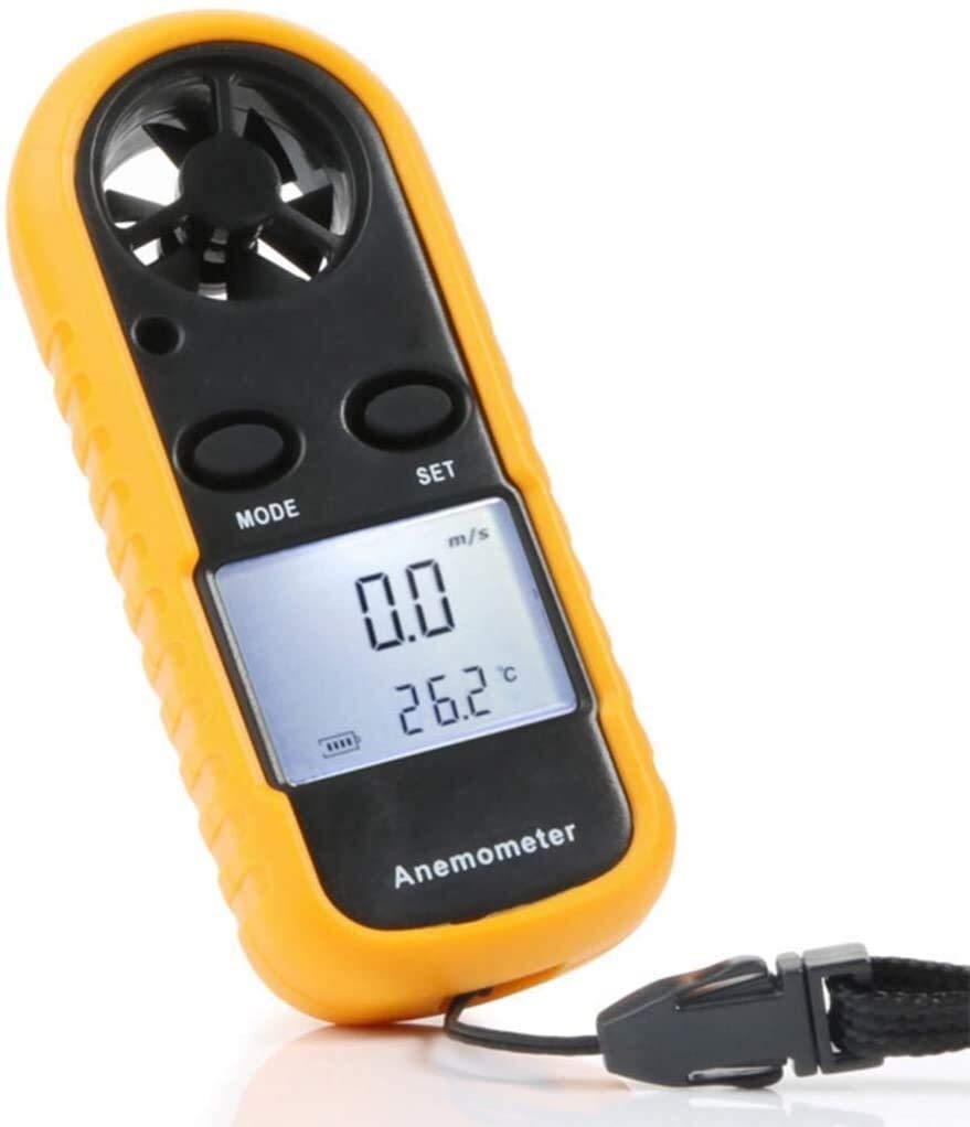 JJJ Anemometro Digitale velocità del Vento Misurazione della Temperatura della velocità di misurazione Easy di Alta precisione Piccola retroilluminazione LCD Portatile (GM816)