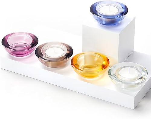 Miniatura 4 de CH01 - Juego de 12 portavelas de cristal grueso y redondo, 3 pulgadas de diámetro, color naranja oxidado