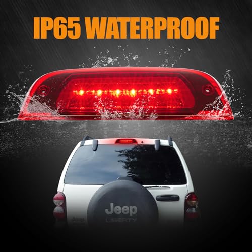 Image of Third 3rd Brake Light LED for 2002-2007 Jeep Liberty, High Mount Rear Brake Lights Assembly for 02-07 Liberty, Waterproof Center Cab Lamp Stop Light (Red)
